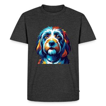 Petit Basset Griffon Vendéen Race De Chien Dessin Animé - T-shirt Premium bio Homme - anthracite chiné - Devant - Nico (187cm)