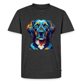 Vieux chien d’arrêt danois race dessin animé Kawaii - T-shirt Premium bio Homme - anthracite chiné - Devant - Nico (187cm)