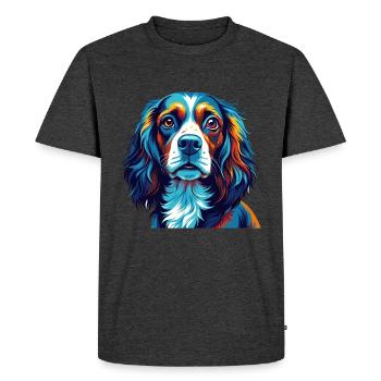 Pont Audemer Epagneul Chien Race Dessin Animé Kawaii - T-shirt Premium bio Homme - anthracite chiné - Devant - Nico (187cm)
