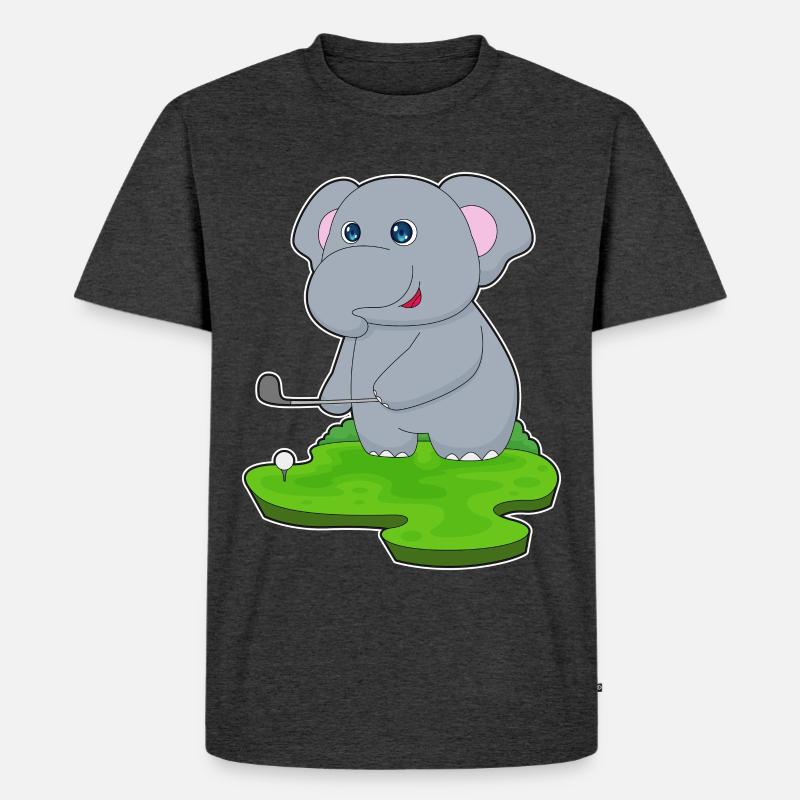 Elefant Golf Golfschläger - Männer Premium Bio T-Shirt - Anthrazit meliert