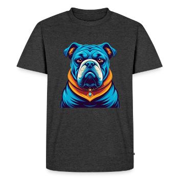 Bulldog coloré Kawaii Dessin animé Personnage Clipart - T-shirt Premium bio Homme - anthracite chiné - Devant - Nico (187cm)