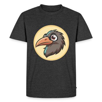 Raven Kawaii Cartoon Character Animal Pet Face - Men's Premium Organic T-Shirt - heather anthracite - Front - Nico (187cm)
