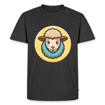 Sheep Kawaii Cartoon Character Animal Pet Face - Men's Premium Organic T-Shirt - heather anthracite - Front - Nico (187cm)