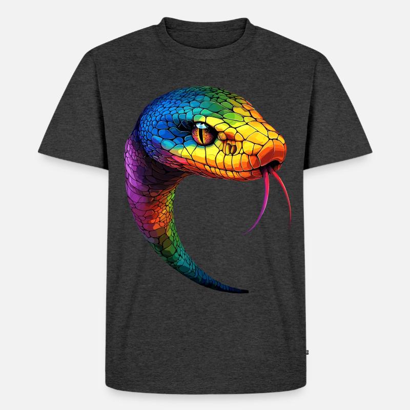 Schlange Python Kobra Mamba Klapperschlange Snake - Männer Premium Bio T-Shirt - Anthrazit meliert
