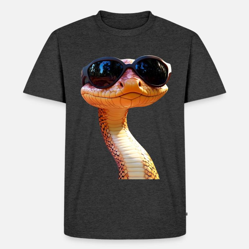 Schlange Python Kobra Mamba Klapperschlange Snake - Männer Premium Bio T-Shirt - Anthrazit meliert