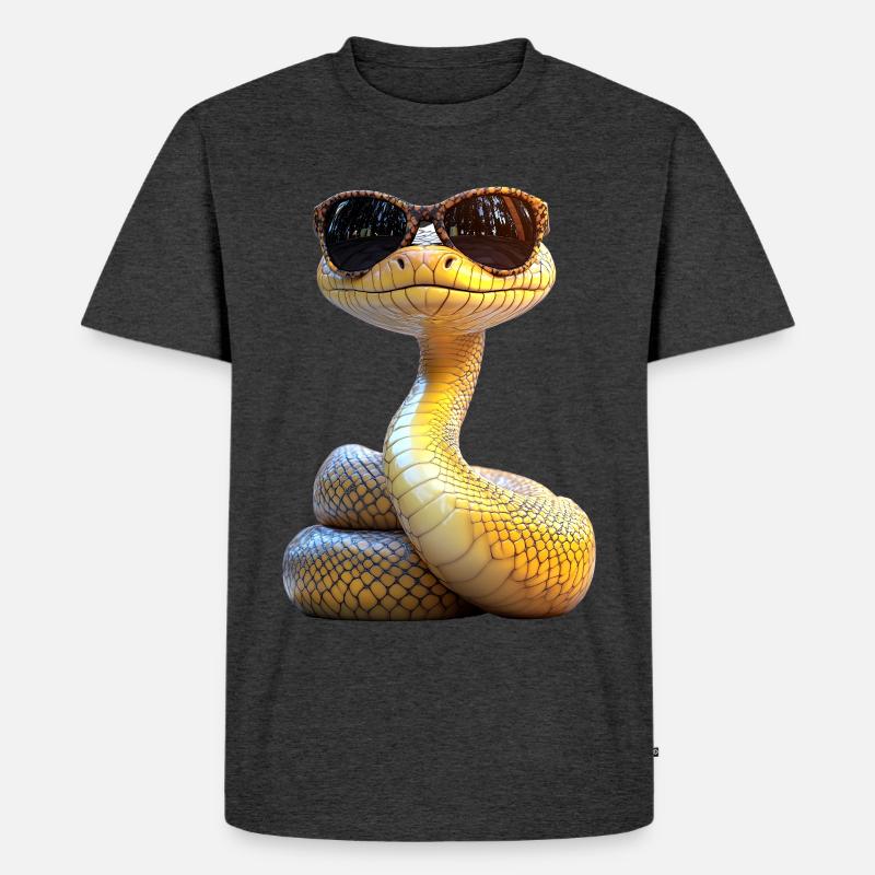 Schlange Python Kobra Mamba Klapperschlange Snake - Männer Premium Bio T-Shirt - Anthrazit meliert