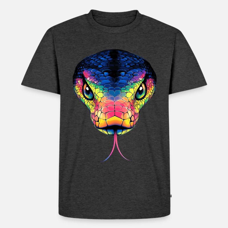 Schlange Python Kobra Mamba Klapperschlange Snake - Männer Premium Bio T-Shirt - Anthrazit meliert