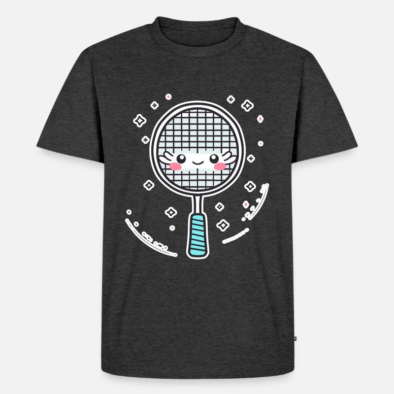Badmintonschläger Comic Look - Männer Premium Bio T-Shirt - Anthrazit meliert