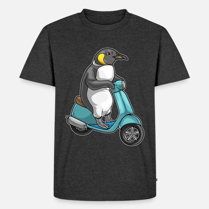 Pinguin Motorroller - Männer Premium Bio T-Shirt - Anthrazit meliert