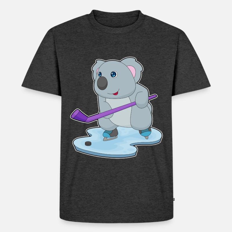 Koala Eishockey Eishockeyschläger - Männer Premium Bio T-Shirt - Anthrazit meliert