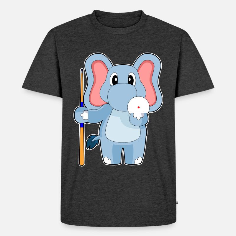 Elefant Billiard Queue - Männer Premium Bio T-Shirt - Anthrazit meliert