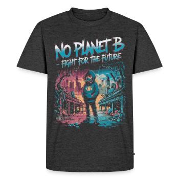 No Planet B – Lutte pour l’avenir - T-shirt Premium bio Homme - anthracite chiné - Devant - Nico (187cm)
