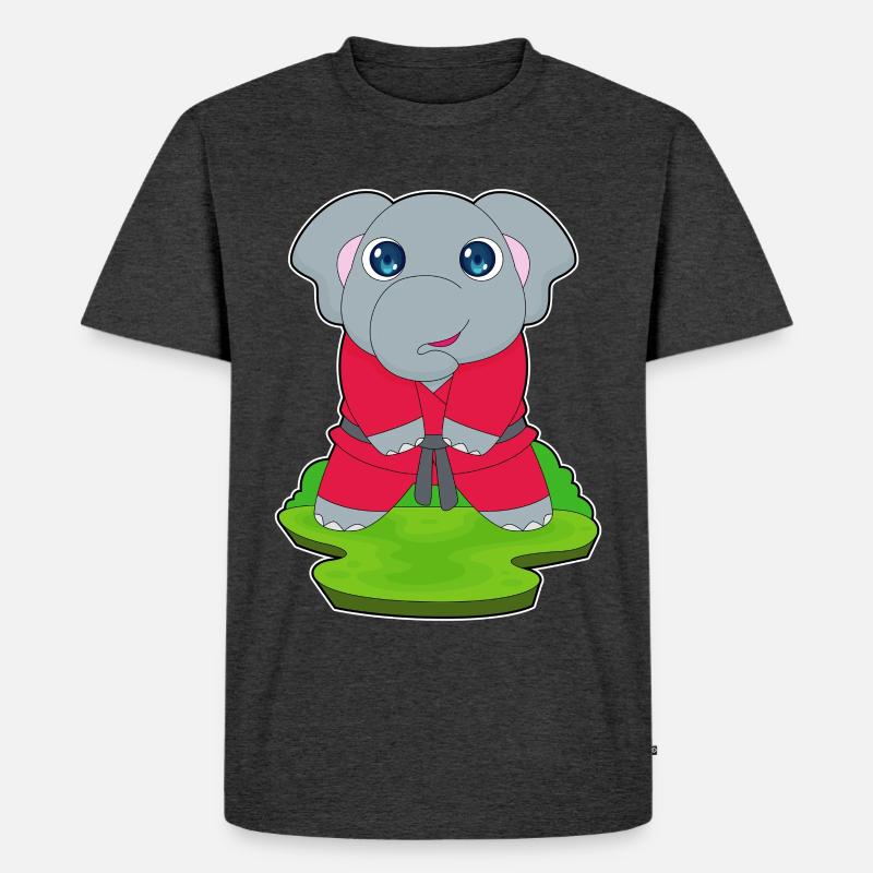 Elefant Kampfkunst Karate - Männer Premium Bio T-Shirt - Anthrazit meliert