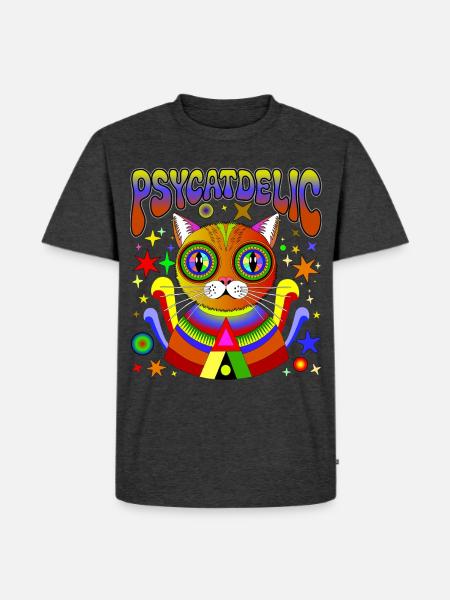PSYCATDELIC - Men's Premium Organic T-Shirt - heather anthracite