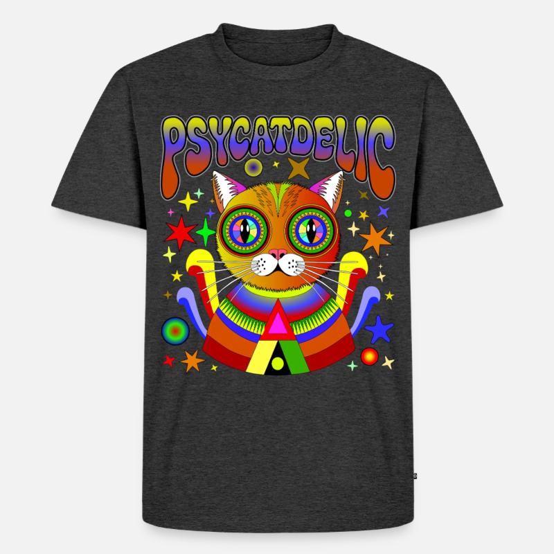 PSYCATDELIC - Männer Premium Bio T-Shirt - Anthrazit meliert