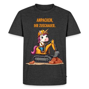 Unicorn Excavator Master - Men's Premium Organic T-Shirt - heather anthracite - Front - Nico (187cm)
