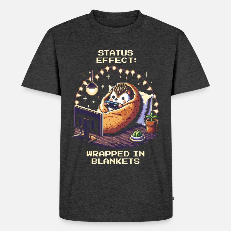 Status: Eingekuschelt in Decken - Männer Premium Bio T-Shirt - Anthrazit meliert