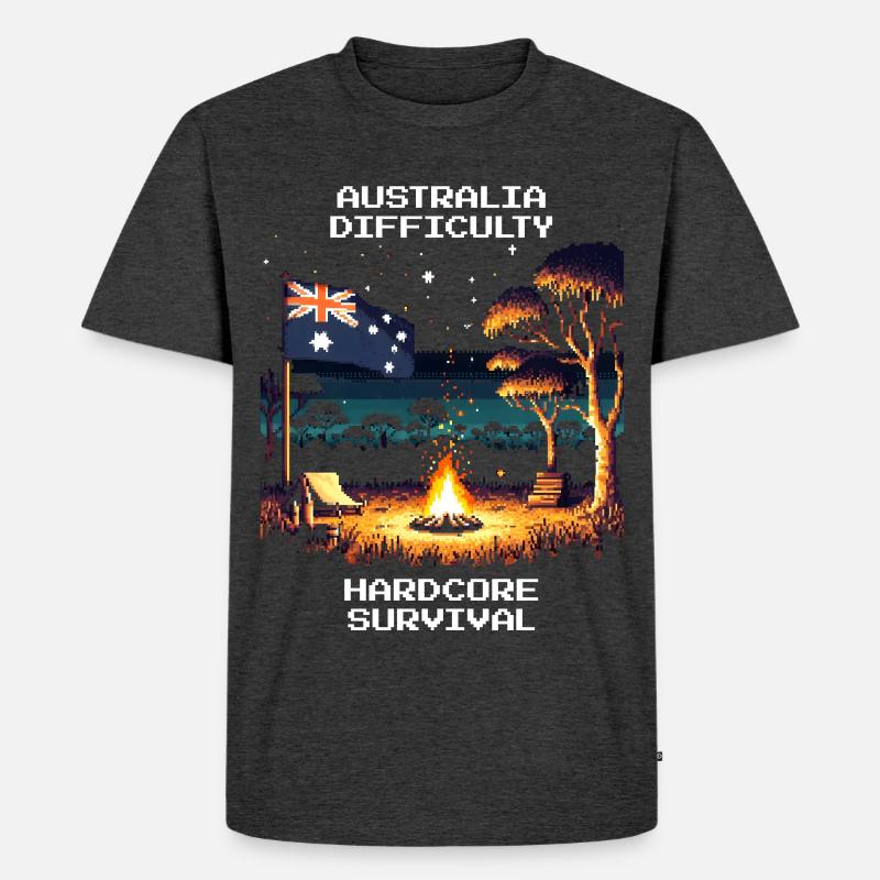 Australien: Hardcore-Survival | Outback - Männer Premium Bio T-Shirt - Anthrazit meliert