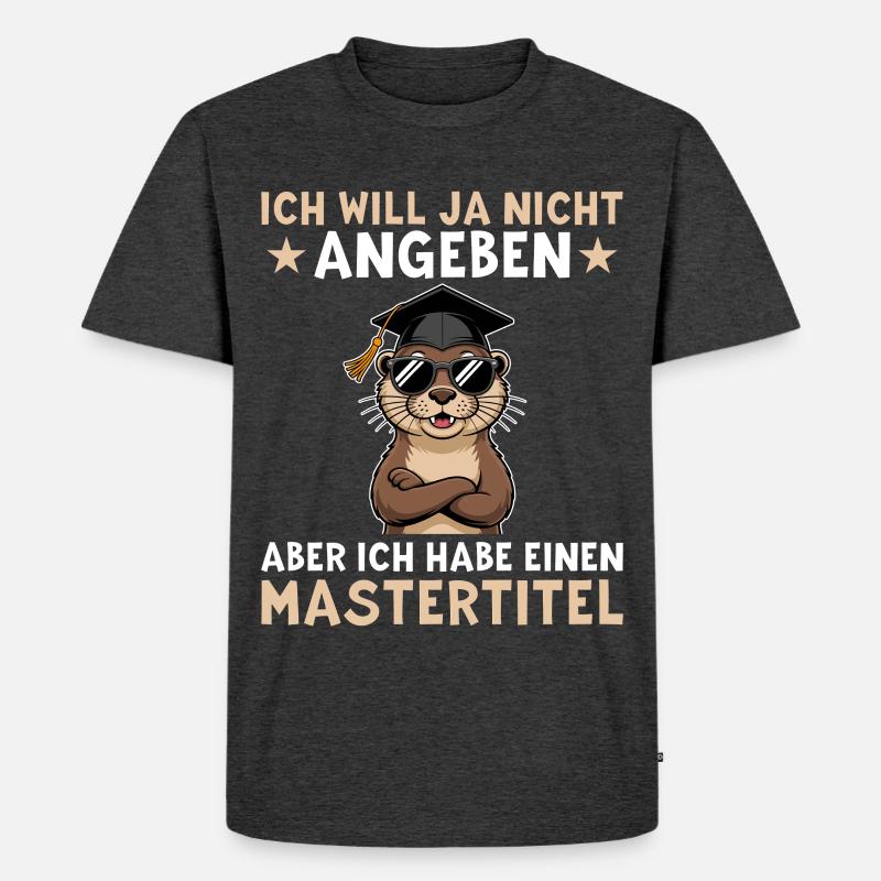 Masterabschluss - Otter mit Mastertitel - Männer Premium Bio T-Shirt - Anthrazit meliert