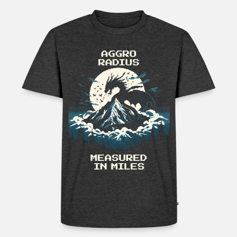 Aggro-Radius | Retro Drache Pixel Art - Männer Premium Bio T-Shirt - Anthrazit meliert