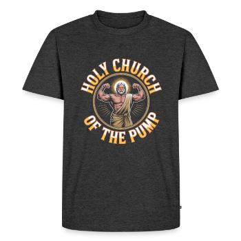 Hallowed be thy Gains - Funny Jesus Gym Meme - Men's Premium Organic T-Shirt - heather anthracite - Front - Nico (187cm)
