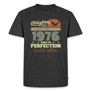 Anniversaire 49 ans | Originale Décembre 1976 - T-shirt Premium bio Homme - anthracite chiné - Devant - Nico (187cm)