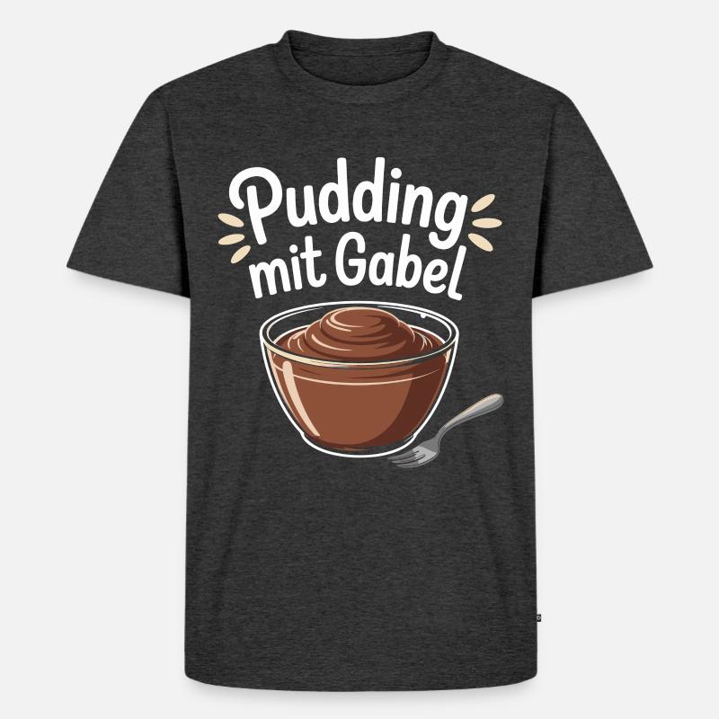 Pudding Mit Gabel - Männer Premium Bio T-Shirt - Anthrazit meliert