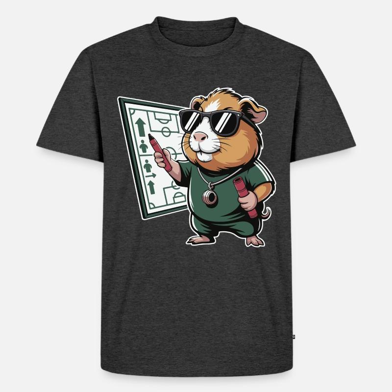 Hamster Coach mit Spielplan - Männer Premium Bio T-Shirt - Anthrazit meliert