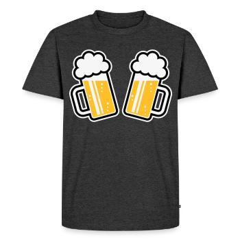 2 chopes de bière Santé ! Santé ! (Chopes de bière 3C) - T-shirt Premium bio Homme - anthracite chiné - Devant - Nico (187cm)