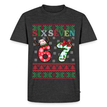 67 Christmas Funny Six Seven Meme - Men's Premium Organic T-Shirt - heather anthracite - Front - Nico (187cm)