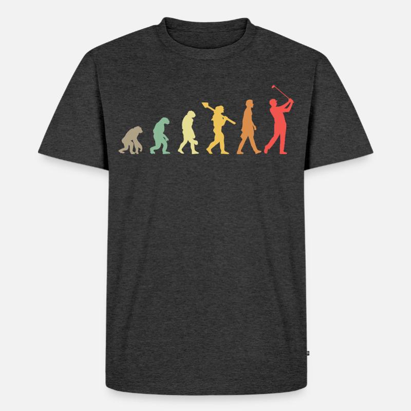 Golf Golfer Golfplatz Golfspieler Evolution - Männer Premium Bio T-Shirt - Anthrazit meliert