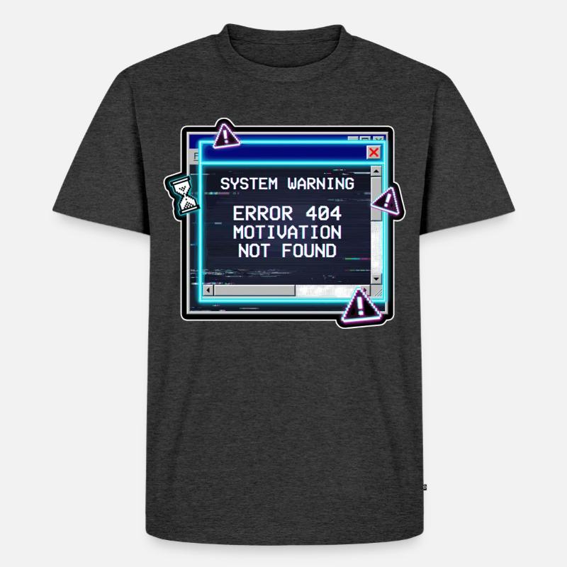 Error 404 Motivation Glitch - Männer Premium Bio T-Shirt - Anthrazit meliert