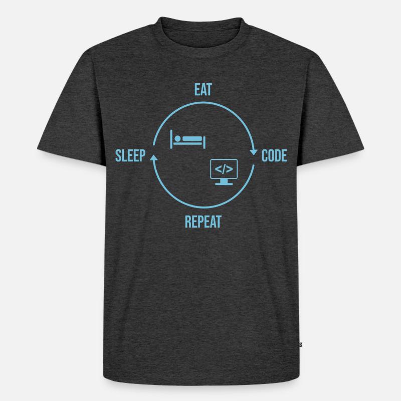 Eat Sleep Code Repeat - Programmierer Kreislauf - Männer Premium Bio T-Shirt - Anthrazit meliert