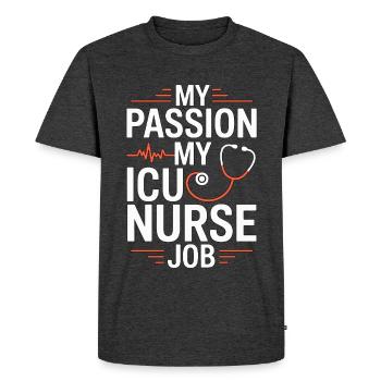 Infirmière en réanimation Ma passion Ma Infirmière en soins intensifs - T-shirt Premium bio Homme - anthracite chiné - Devant - Nico (187cm)