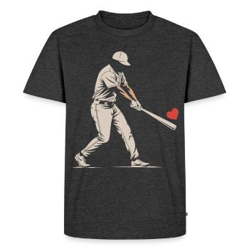 Silhouette Batteur Baseball Saint-Valentin - T-shirt Premium bio Homme - anthracite chiné - Devant - Nico (187cm)