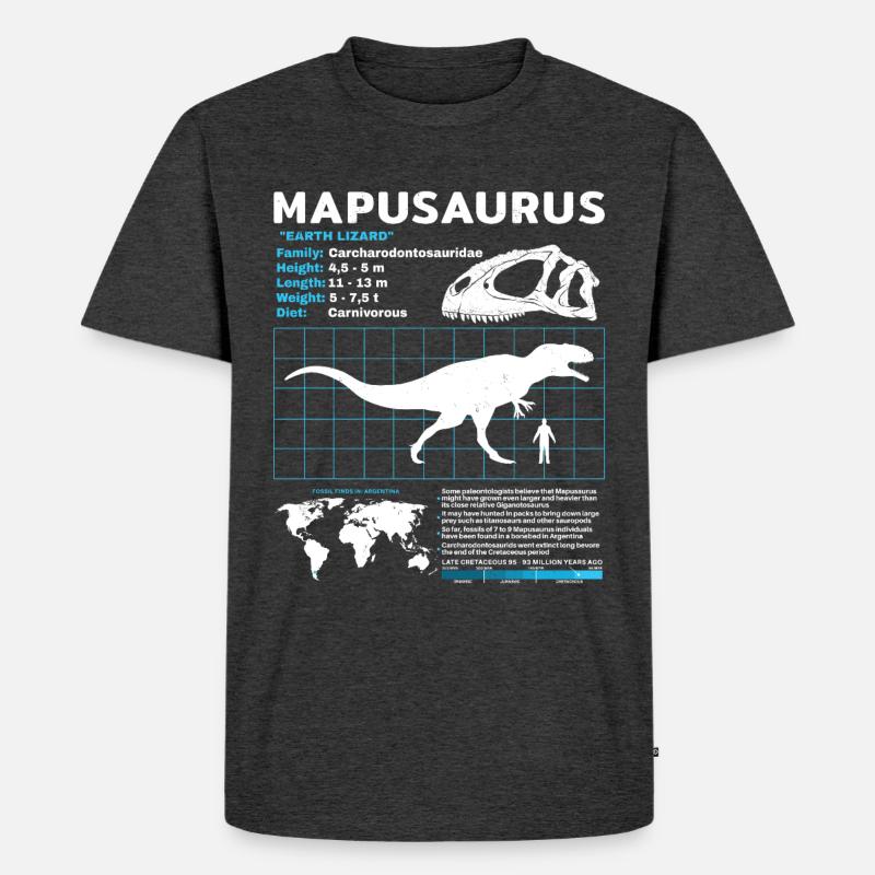Mapusaurus Fact Sheet - Männer Premium Bio T-Shirt - Anthrazit meliert
