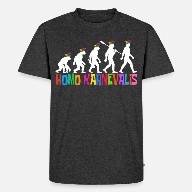 Homo Karnevalis | Evolution der Narren, Fastnacht - Männer Premium Bio T-Shirt - Anthrazit meliert