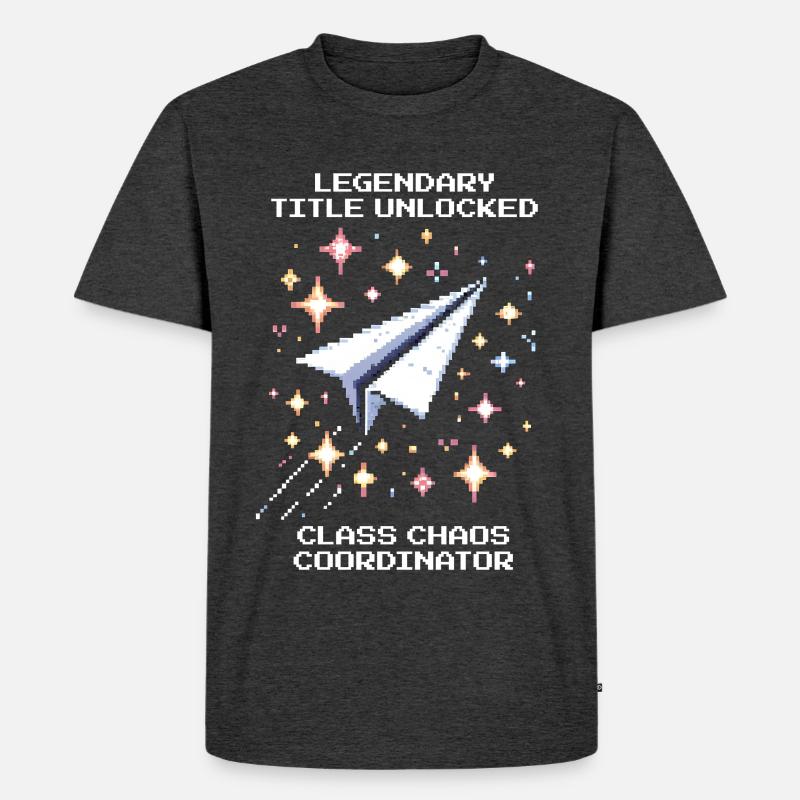 Legendärer Titel freigeschaltet | Klassenchaos - Männer Premium Bio T-Shirt - Anthrazit meliert