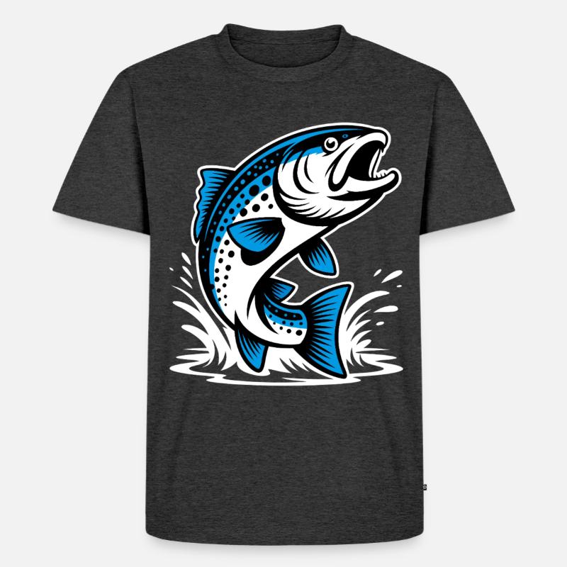 Springende Forelle - Männer Premium Bio T-Shirt - Anthrazit meliert