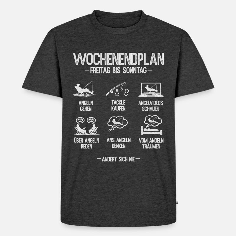 Angeln Geschenk Mann Angler Wochenendplan - Männer Premium Bio T-Shirt - Anthrazit meliert
