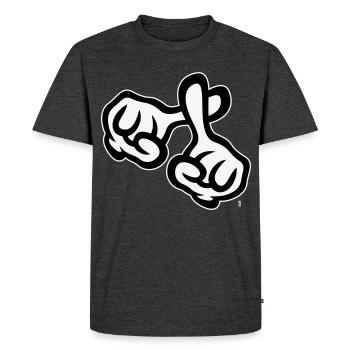Finger cross (hands / cross / religion / NEG 1C) - Men's Premium Organic T-Shirt - heather anthracite - Front - Nico (187cm)