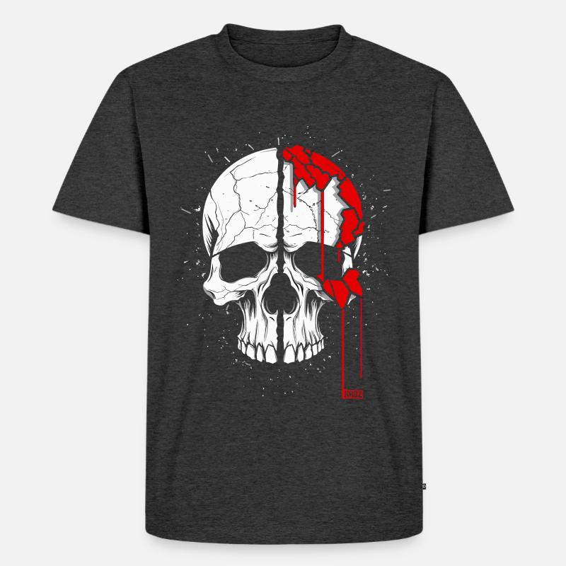 Totenkopf mit coolem Effekt - Männer Premium Bio T-Shirt - Anthrazit meliert