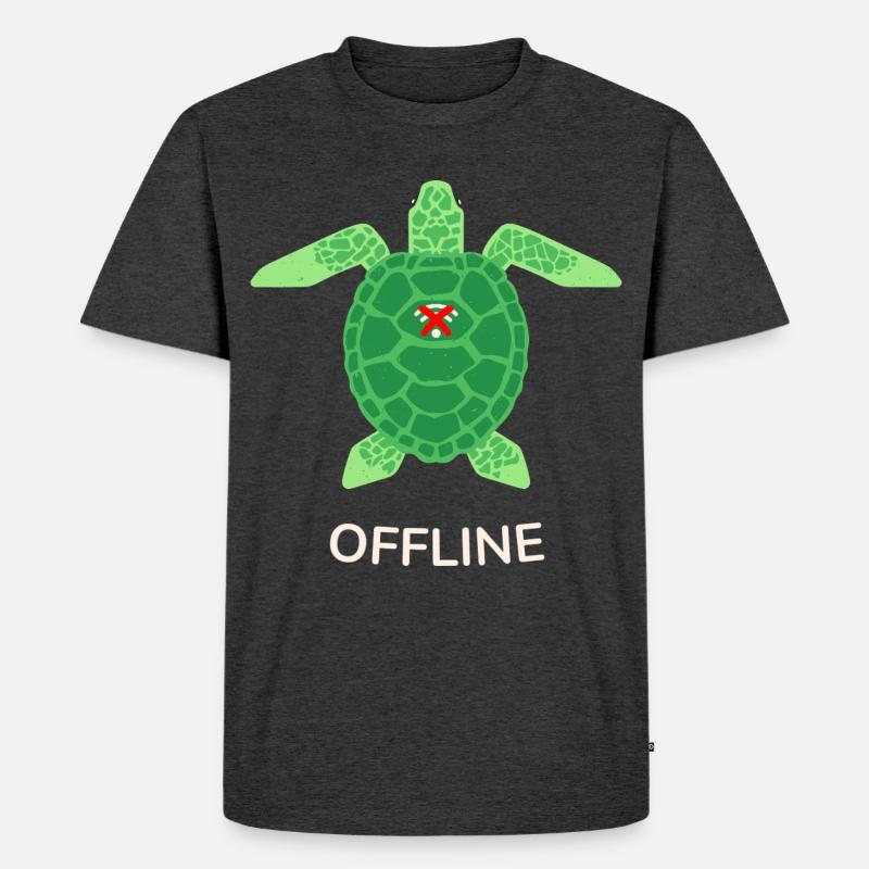Offline-Modus Turtle - Männer Premium Bio T-Shirt - Anthrazit meliert