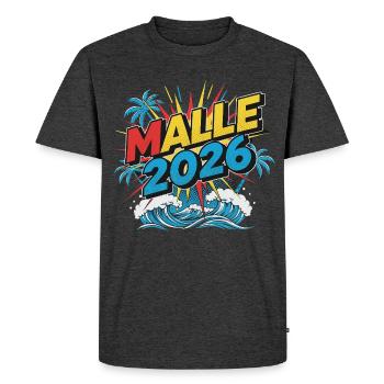 Fête de Malle 2026 - T-shirt Premium bio Homme - anthracite chiné - Devant - Nico (187cm)