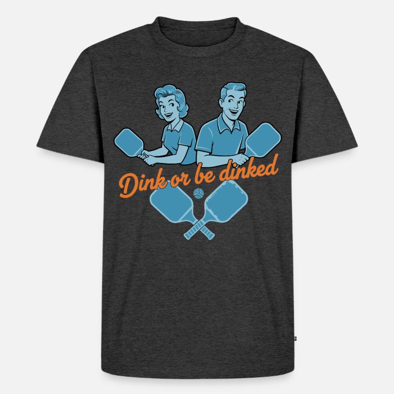 Pickleball-lustiger Spieler Dink Oder Werde Liebe - Männer Premium Bio T-Shirt - Anthrazit meliert