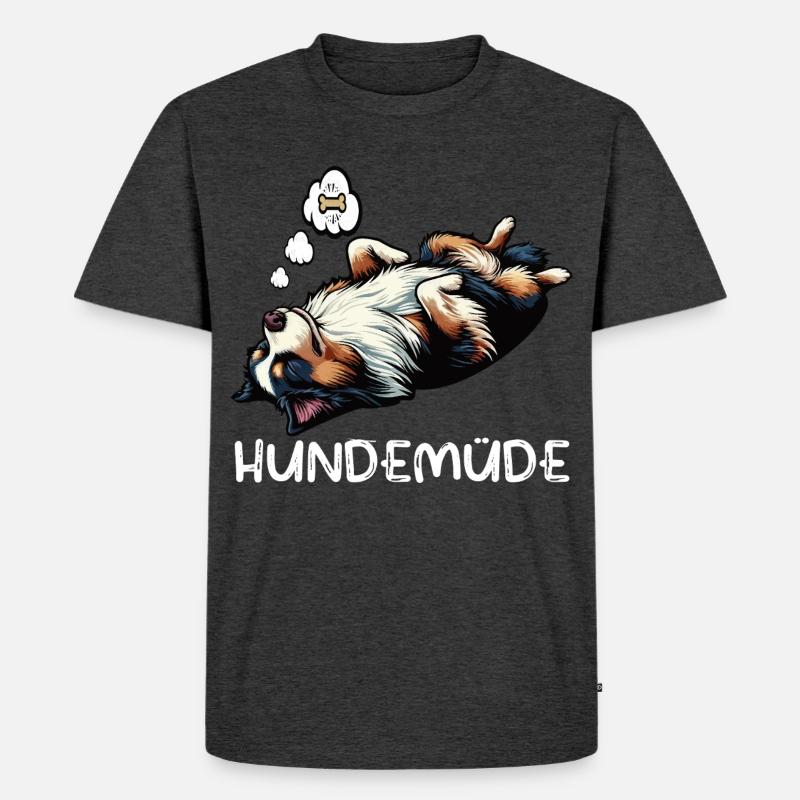 Hundemüde Australian Shepherd Aussie Aussiehalter - Männer Premium Bio T-Shirt - Anthrazit meliert