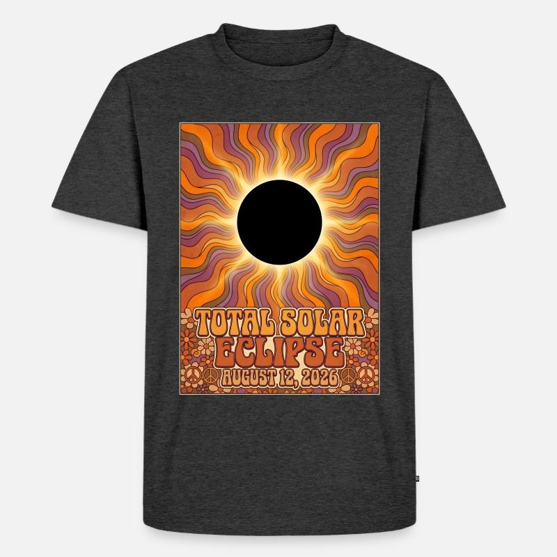 Total Solar Eclipse 2026 Sunburst-Poster - Männer Premium Bio T-Shirt - Anthrazit meliert