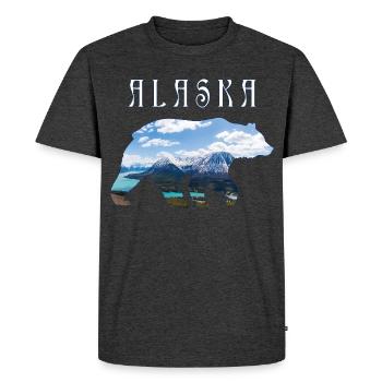Alaskan Bear With Lake and Mountain Alaska - Men's Premium Organic T-Shirt - heather anthracite - Front - Nico (187cm)