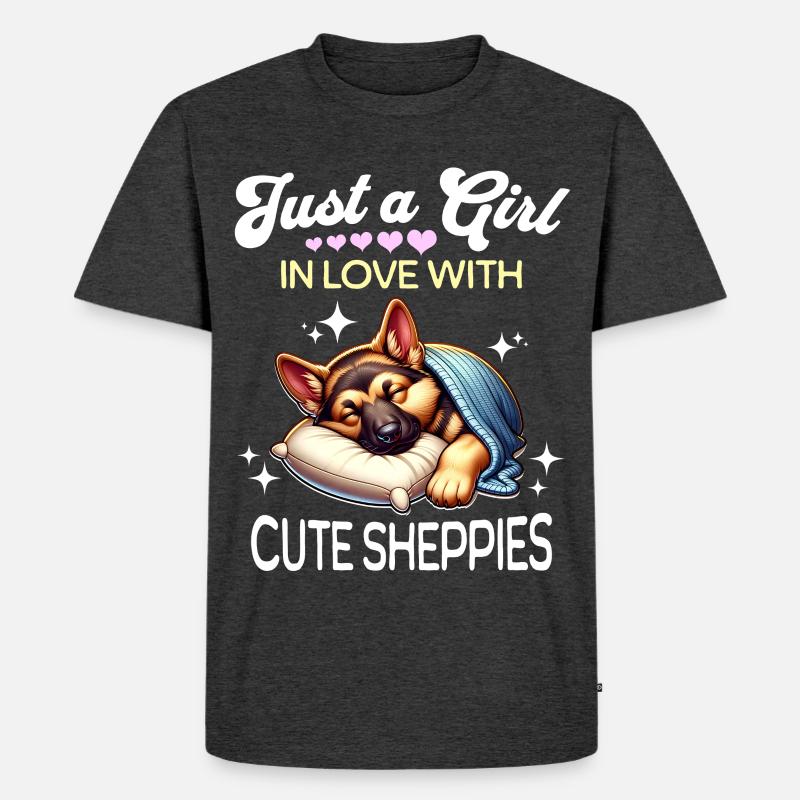 Deutscher Schäferhund Mädchen - Männer Premium Bio T-Shirt - Anthrazit meliert