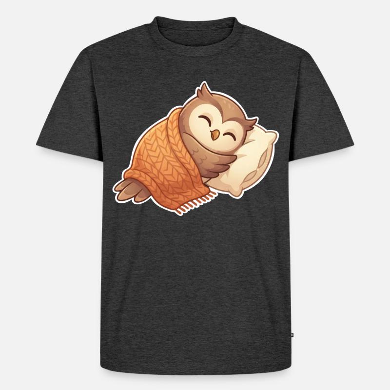 Eule Schlafen - Männer Premium Bio T-Shirt - Anthrazit meliert